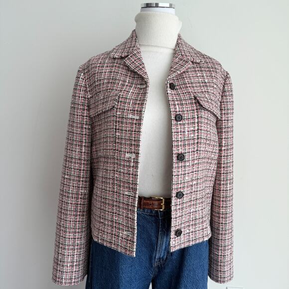 Theory Tweed Blazer Jacket 14 Pink Quiet Luxury Elegant Old Money Blair Waldorf - Picture 7 of 8